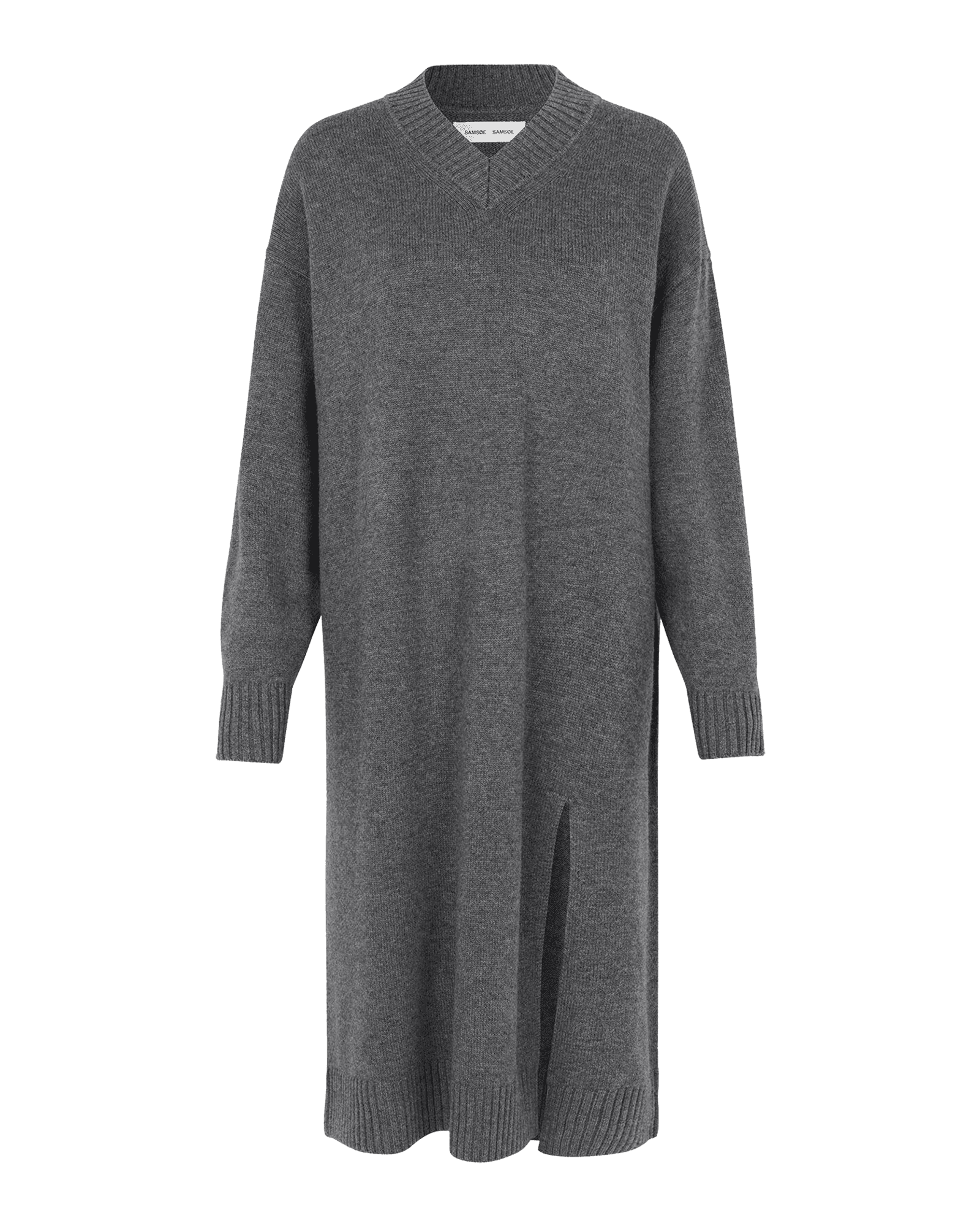 Kei V-Neck Dress 11250 W Dark Grey Melange