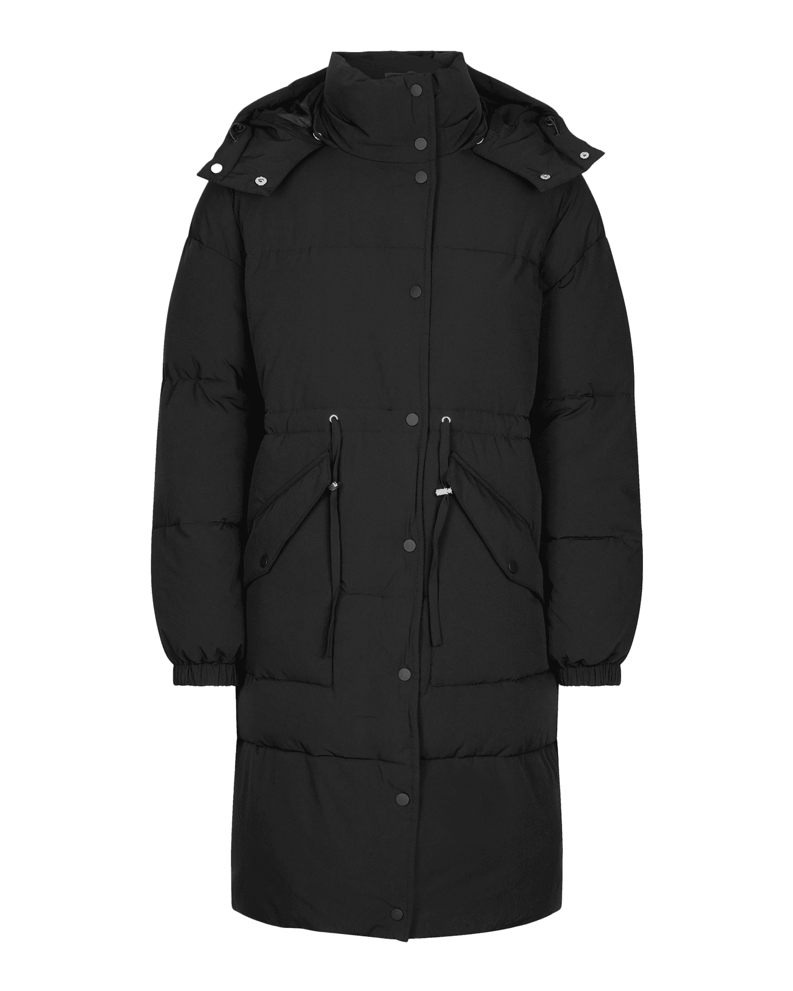 Hana Drawstring Coat 14887 W Black