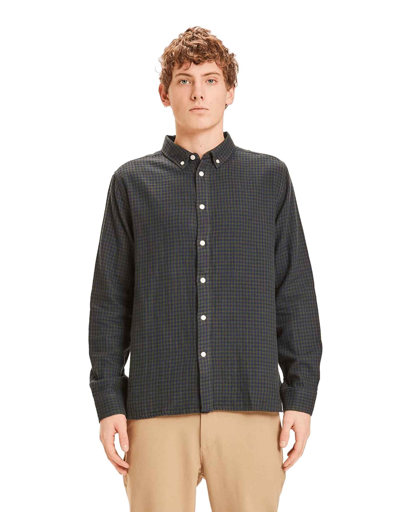 Double Layer Checkered Custom Fit Shirt M Forrest Night