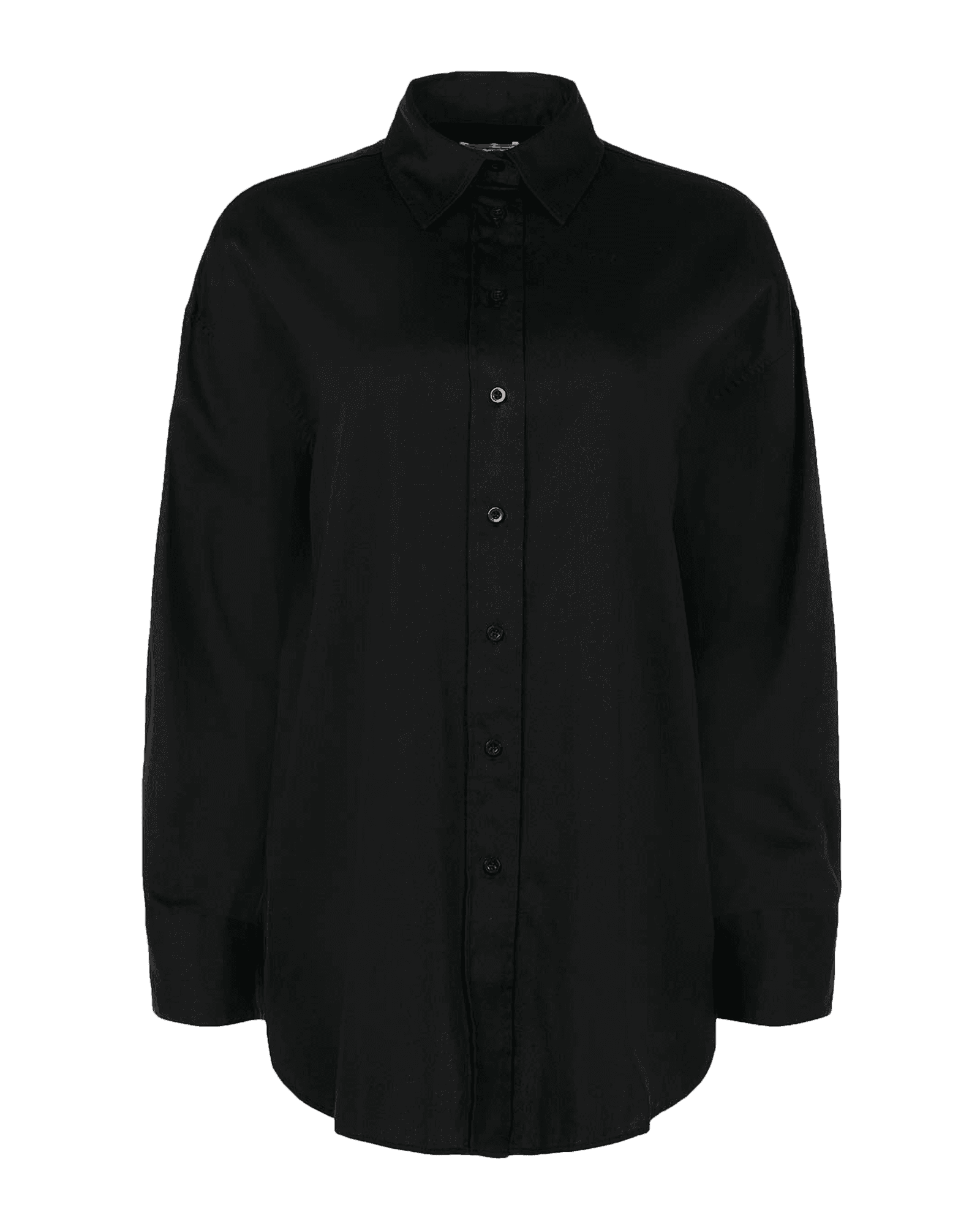 Cotton Satin Oversized L/S Shirt W 1300 Black Jet