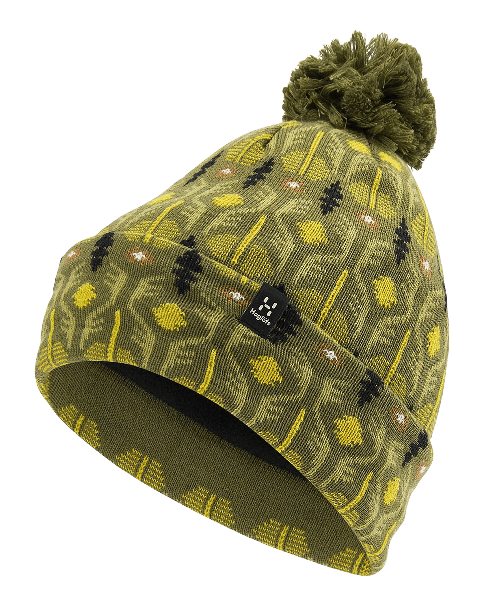 Mountain Jaquard Beanie Olive Green Pattern