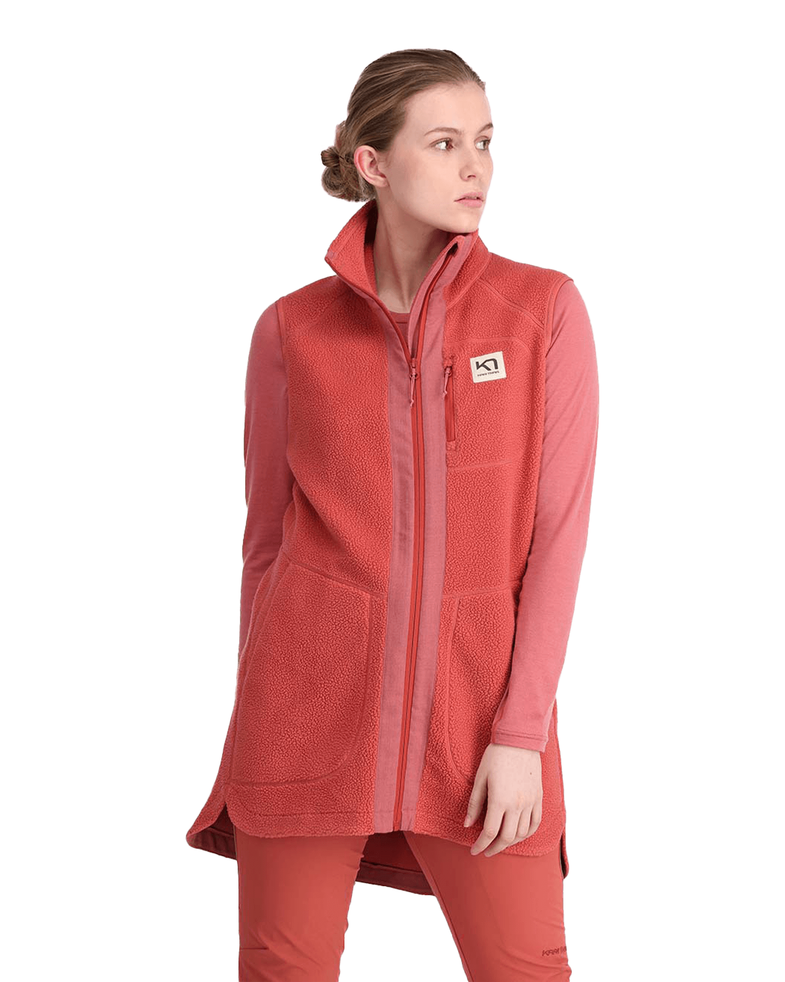 Sanne Pile Vest Long W Cedar